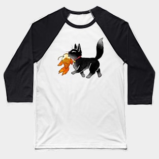 Koi Catch - Black Cat Baseball T-Shirt